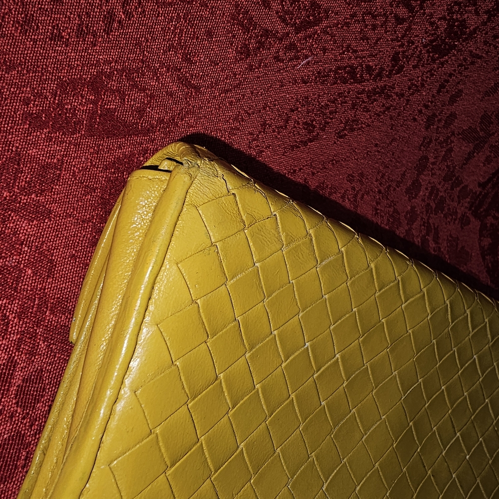 Bottega Veneta Yellow Woven Leather Clutch Continental Wallet - Picture 8 of 15